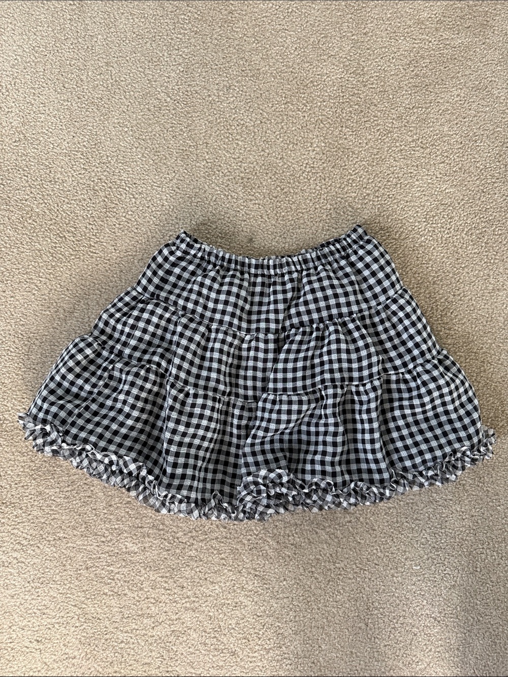 Gingham Tiered Bubble Skirt in Black & White